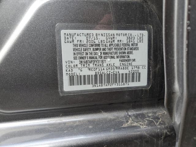 Photo 10 from auction – 2015 NISSAN SENTRA S with VIN 3N1AB7AP2FY311871