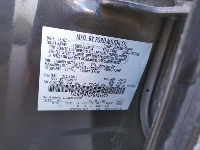 Photo 10 from auction – 2007 FORD FIVE HUNDR with VIN 1FAHP24187G161622