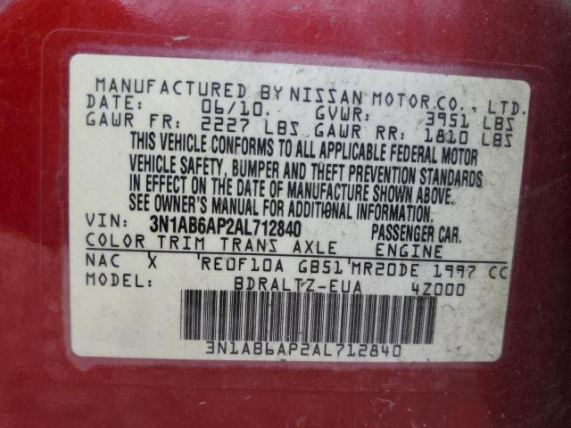 Photo 10 from auction – 2010 NISSAN SENTRA 2.0 with VIN 3N1AB6AP2AL712840