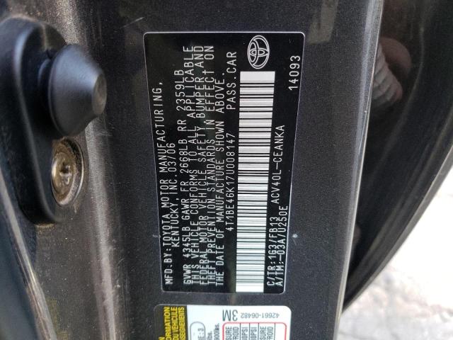 Photo 10 from auction – 2007 TOYOTA CAMRY CE with VIN 4T1BE46K17U008147