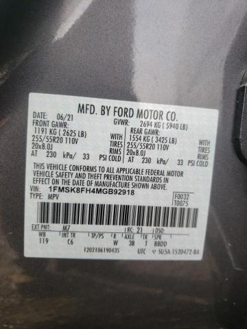 Photo 10 from auction – 2021 FORD EXPLORER L with VIN 1FMSK8FH4MGB92918