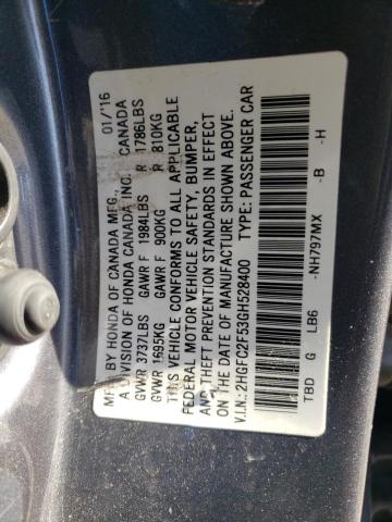 Photo 10 from auction – 2016 HONDA CIVIC LX with VIN 2HGFC2F53GH528400