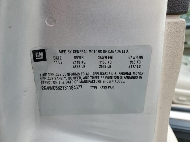 Photo 10 from auction – 2008 BUICK LACROSSE C with VIN 2G4WC582781184577