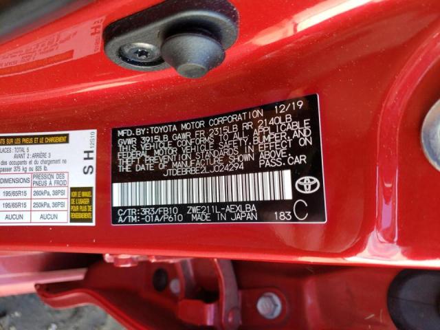 Photo 10 from auction – 2020 TOYOTA COROLLA LE with VIN JTDEBRBE2LJ024294