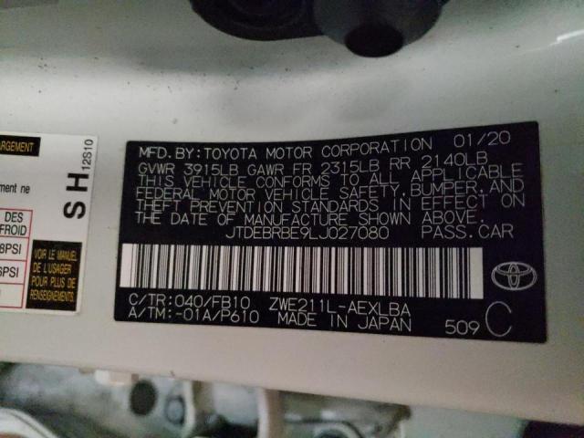 Photo 10 from auction – 2020 TOYOTA COROLLA LE with VIN JTDEBRBE9LJ027080