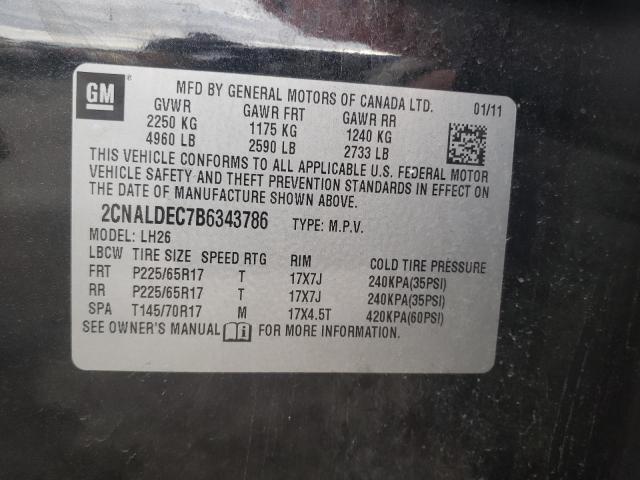 Photo 10 from auction – 2011 CHEVROLET EQUINOX LT with VIN 2CNALDEC7B6343786