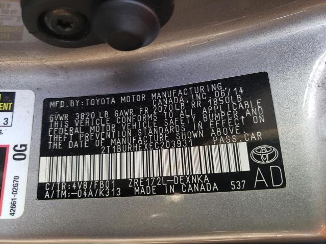 Photo 10 from auction – 2014 TOYOTA COROLLA L with VIN 2T1BURHEXEC203931