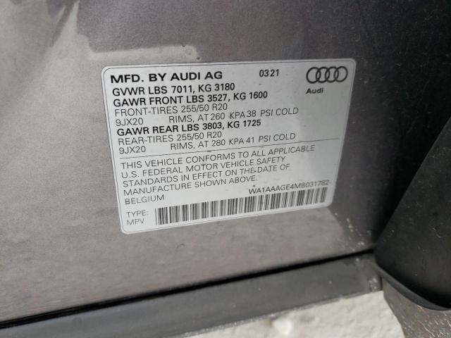 Photo 10 from auction – 2021 AUDI E-TRON PRE with VIN WA1AAAGE4MB031782