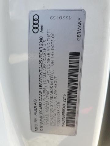 Photo 10 from auction – 2019 AUDI A5 PREMIUM with VIN WAUTNAF59KA012245