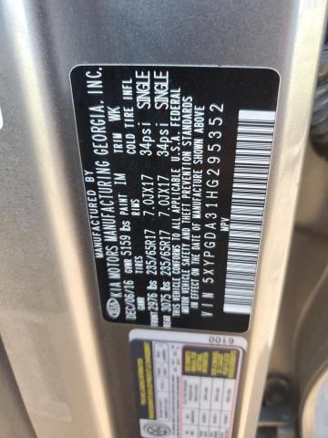 Photo 10 from auction – 2017 KIA SORENTO with VIN 5XYPGDA31HG295352