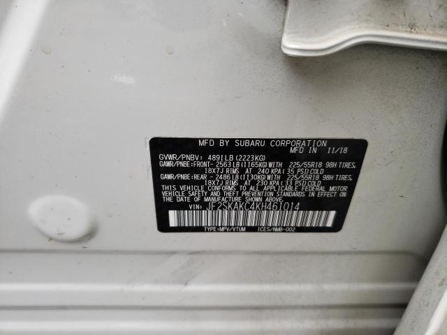 Photo 10 from auction – 2019 SUBARU FORESTER S with VIN JF2SKAKC4KH461014