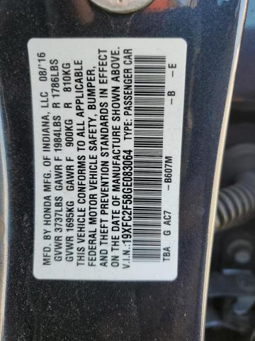 Photo 10 from auction – 2016 HONDA CIVIC LX with VIN 19XFC2F58GE083064