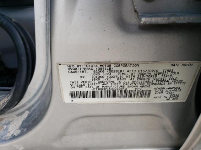 Photo 10 from auction – 2003 TOYOTA RAV4 with VIN JTEGH20V430083849