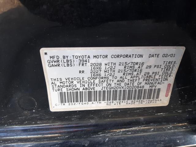 Photo 10 from auction – 2001 TOYOTA RAV4 with VIN JTEGH20VX10020848