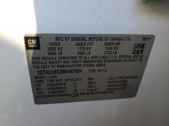 Photo 10 from auction – 2011 GMC TERRAIN SL with VIN 2CTALUEC0B6447884