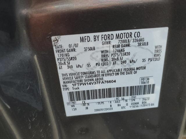 Photo 10 from auction – 2007 FORD F150 SUPER with VIN 1FTPW14V37FA76604