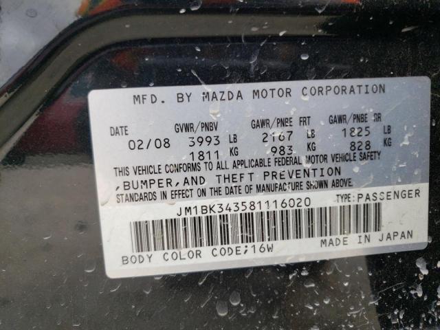 Photo 10 from auction – 2008 MAZDA 3 HATCHBAC with VIN JM1BK343581116020