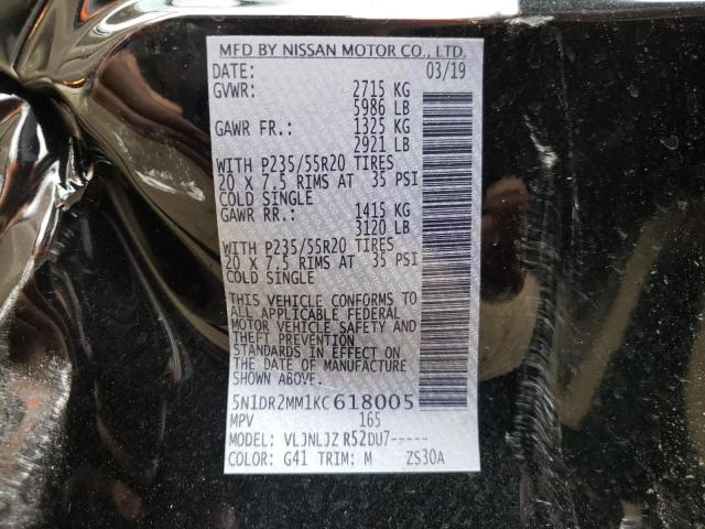 Photo 10 from auction – 2019 NISSAN PATHFINDER with VIN 5N1DR2MM1KC618005
