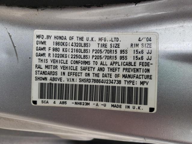 Photo 10 from auction – 2004 HONDA CR-V EX with VIN SHSRD78864U234738