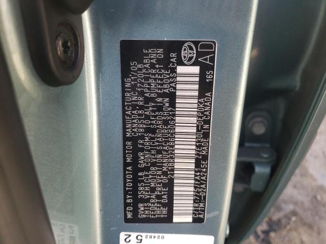 Photo 10 from auction – 2006 TOYOTA COROLLA CE with VIN 2T1BR32E86C606217
