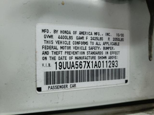 Photo 10 from auction – 2001 ACURA 3.2TL with VIN 19UUA567X1A011293