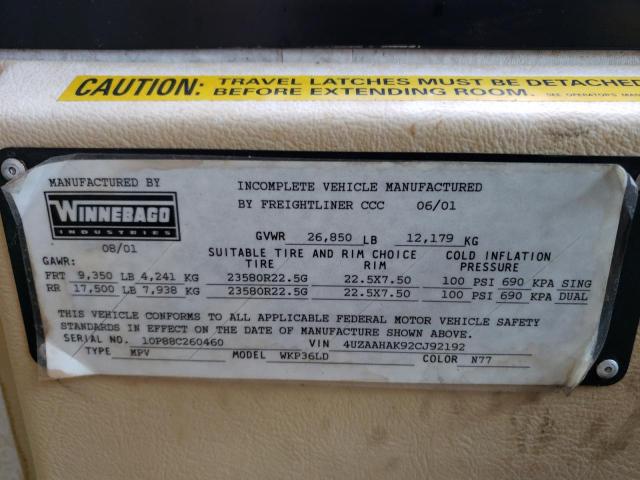 Photo 10 from auction – 2002 FREIGHTLINER CHASSIS X with VIN 4UZAAHAK92CJ92192