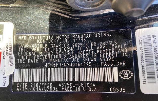 Photo 10 from auction – 2016 TOYOTA CAMRY LE with VIN 4T1BF1FK2GU164225