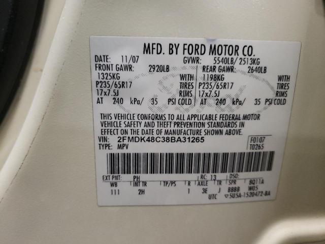 Photo 10 from auction – 2008 FORD EDGE SEL with VIN 2FMDK48C38BA31265