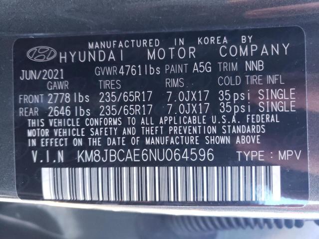 Photo 10 from auction – 2022 HYUNDAI TUCSON SEL with VIN KM8JBCAE6NU064596