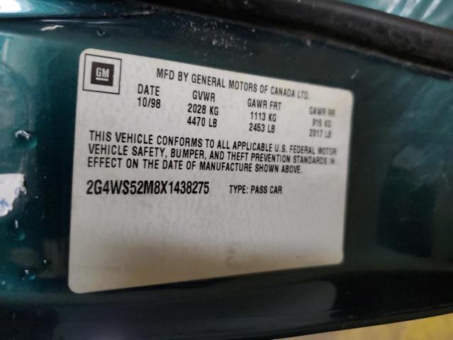 Photo 10 from auction – 1999 BUICK CENTURY CU with VIN 2G4WS52M8X1438275