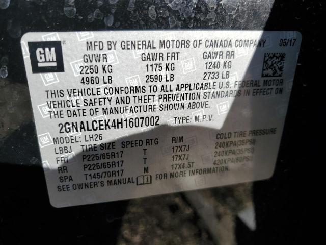 Photo 10 from auction – 2017 CHEVROLET EQUINOX LT with VIN 2GNALCEK4H1607002