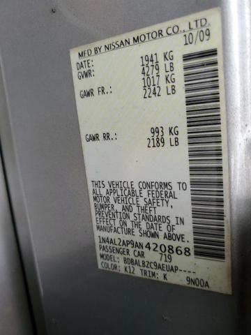 Photo 10 from auction – 2010 NISSAN ALTIMA BAS with VIN 1N4AL2AP9AN420868