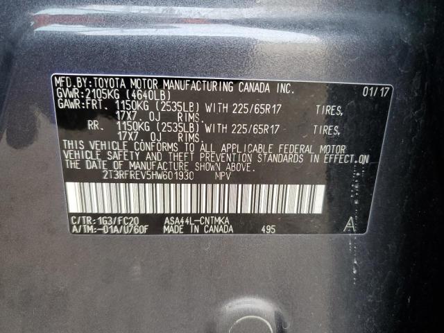 Photo 10 from auction – 2017 TOYOTA RAV4 XLE with VIN 2T3RFREV5HW601930