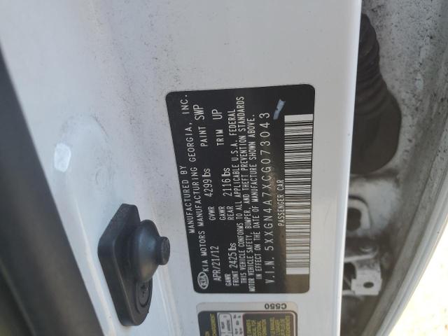 Photo 10 from auction – 2012 KIA OPTIMA EX with VIN 5XXGN4A7XCG073043