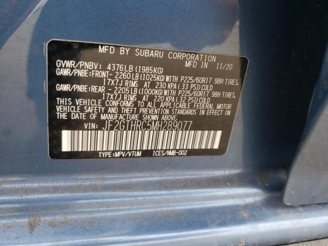 Photo 10 from auction – 2021 SUBARU CROSSTREK with VIN JF2GTHRC5MH289077
