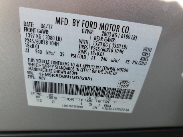 Photo 10 from auction – 2017 FORD EXPLORER with VIN 1FM5K8B86HGD32931