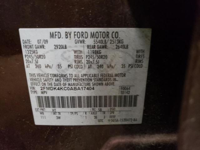 Photo 10 from auction – 2010 FORD EDGE LIMIT with VIN 2FMDK4KC0ABA17404