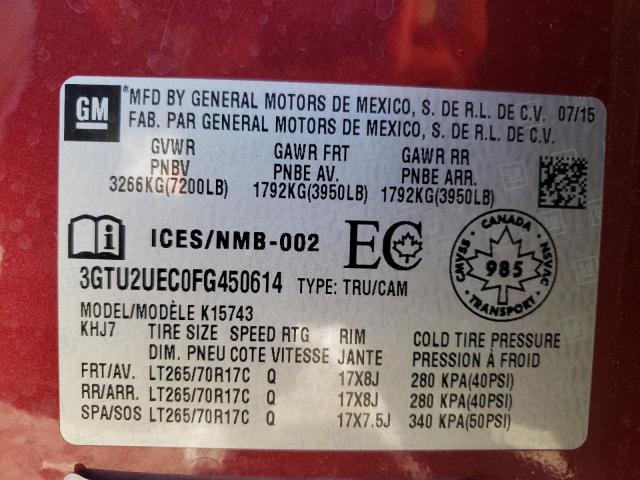 Photo 10 from auction – 2015 GMC SIERRA K15 with VIN 3GTU2UEC0FG450614