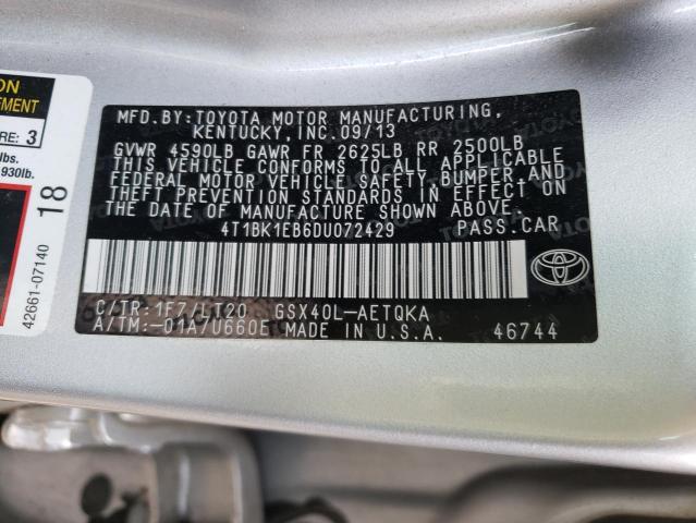 Photo 10 from auction – 2013 TOYOTA AVALON BAS with VIN 4T1BK1EB6DU072429