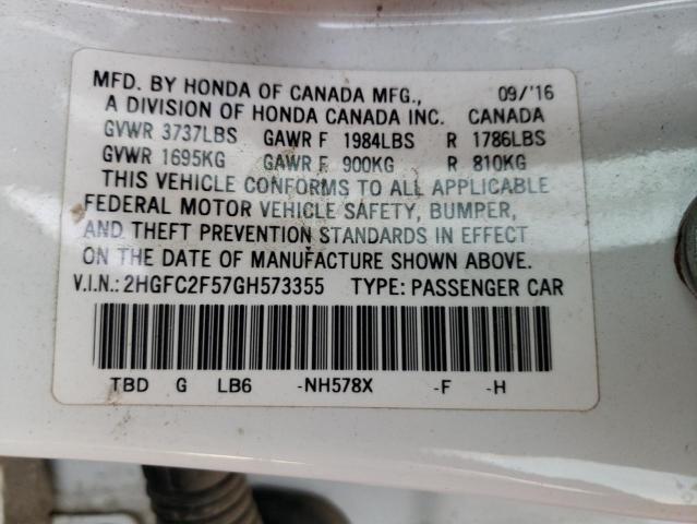 Photo 10 from auction – 2016 HONDA CIVIC LX with VIN 2HGFC2F57GH573355