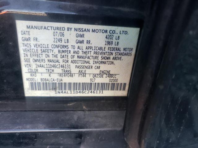 Photo 10 from auction – 2006 NISSAN ALTIMA S with VIN 1N4AL11D46C246131