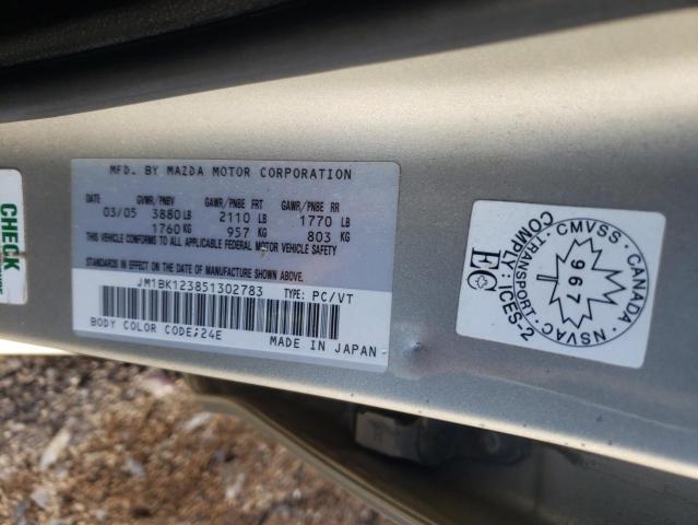 Photo 10 from auction – 2005 MAZDA 3 S with VIN JM1BK123851302783