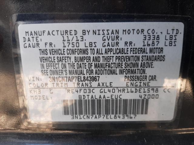 Photo 10 from auction – 2014 NISSAN VERSA S with VIN 3N1CN7AP7EL843967