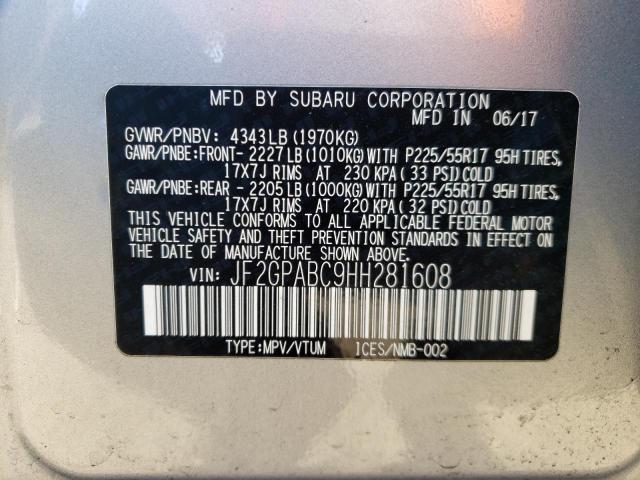 Photo 10 from auction – 2017 SUBARU CROSSTREK with VIN JF2GPABC9HH281608