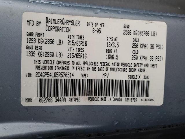 Photo 10 from auction – 2005 CHRYSLER TOWN & COU with VIN 2C4GP54L65R570514
