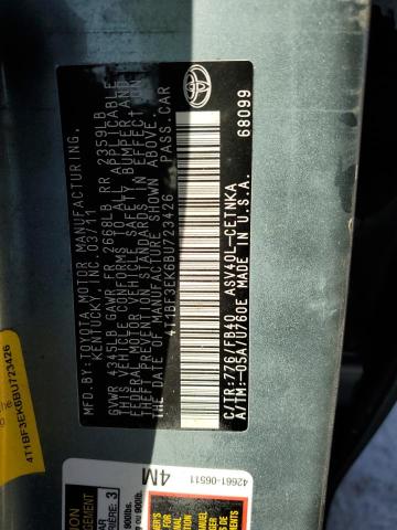 Photo 10 from auction – 2011 TOYOTA CAMRY BASE with VIN 4T1BF3EK6BU723426