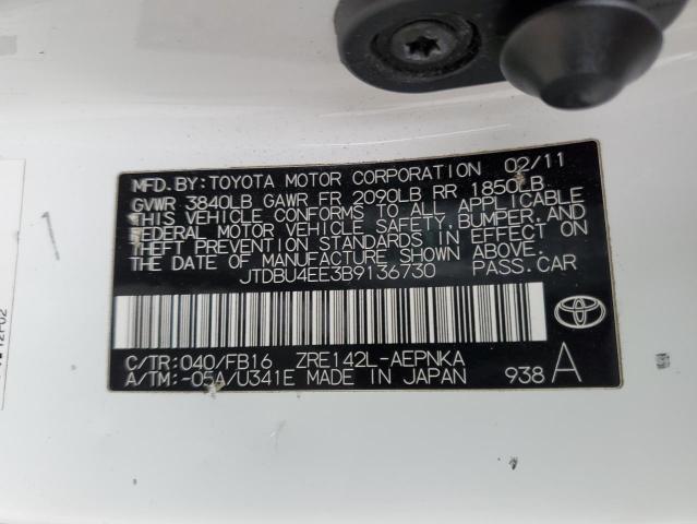 Photo 10 from auction – 2011 TOYOTA COROLLA BA with VIN JTDBU4EE3B9136730