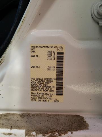 Photo 10 from auction – 2022 NISSAN ALTIMA SR with VIN 1N4AL4CV4NN367123