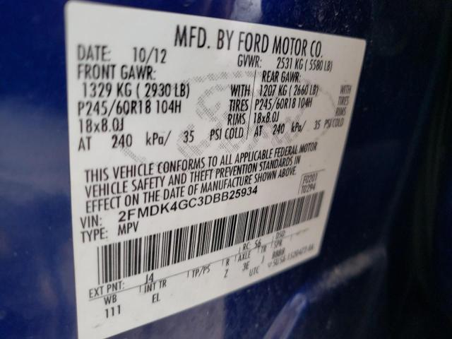 Photo 10 from auction – 2013 FORD EDGE SE with VIN 2FMDK4GC3DBB25934
