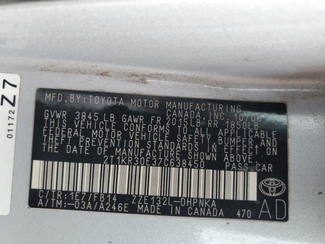 Photo 10 from auction – 2007 TOYOTA COROLLA MA with VIN 2T1KR30E37C638450
